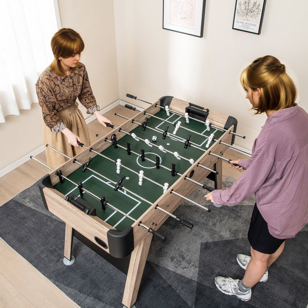 54-inch foosball table arcade soccer game, natural wood, DirectDeals, 2 balls and 26 players on Tampa Home & Garden Store