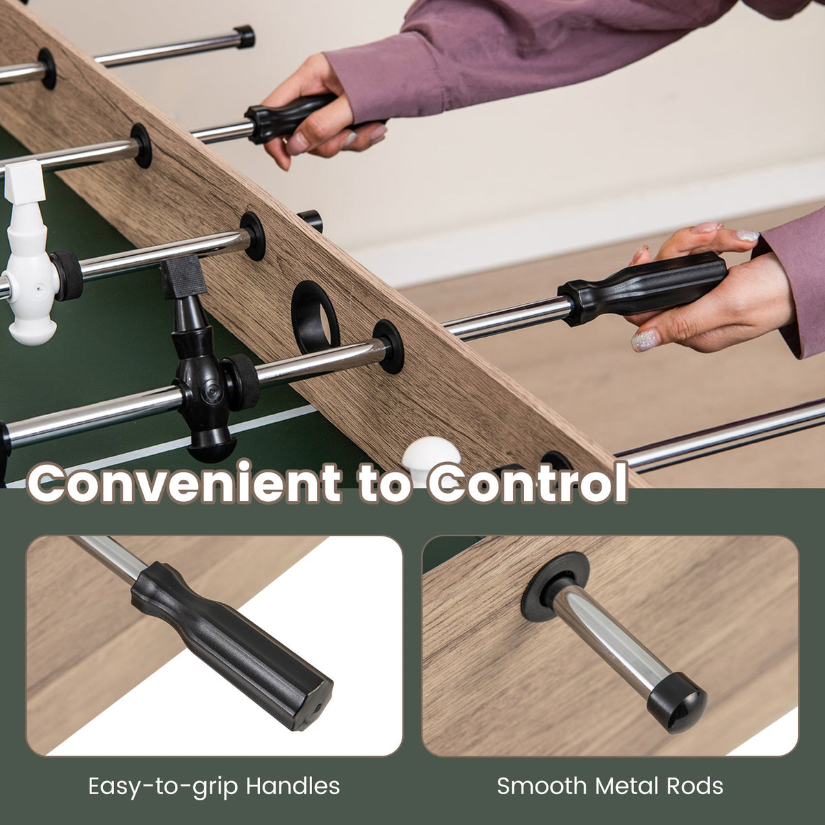 54 Inch foosball table with wood finish, metal rods and easy-to-grip handles DirectDeals on Tampa Home & Garden Store
