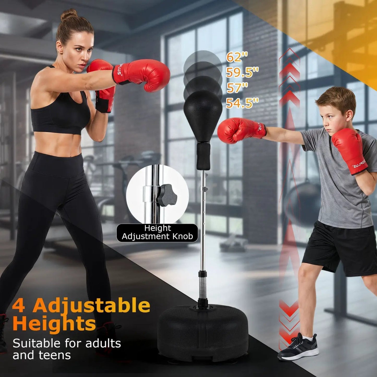 Height Adjustable Punching Bag Stand for Teens