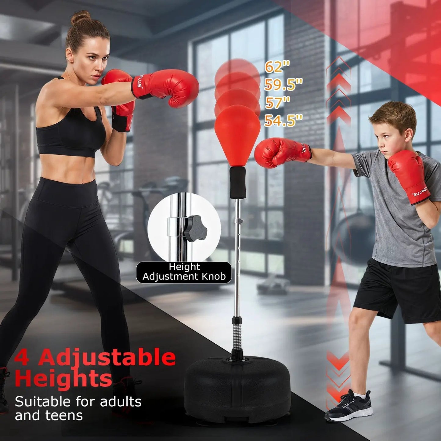 Height Adjustable Punching Bag Stand for Teens