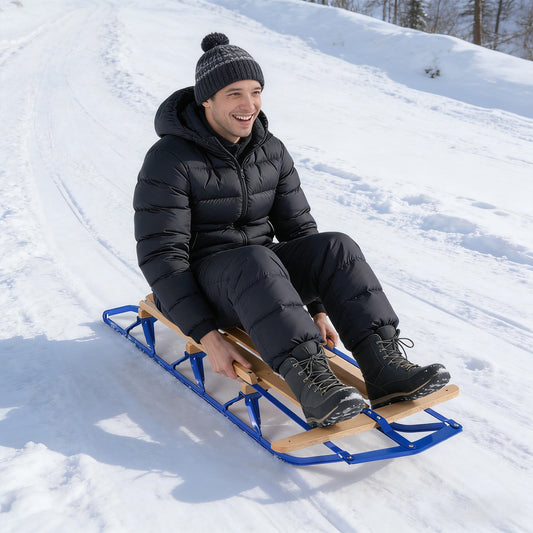 Snow sled 54 inch wood with metal runners and steering bar DirectDeals snow racer on Tampa Home & Garden Store