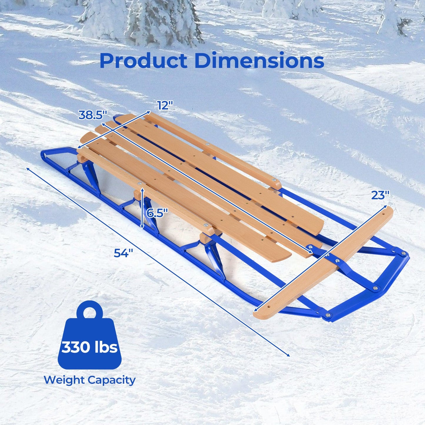 54 Inch wood snow sled with metal runners by DirectDeals Snow Racers on Tampa Home & Garden Store