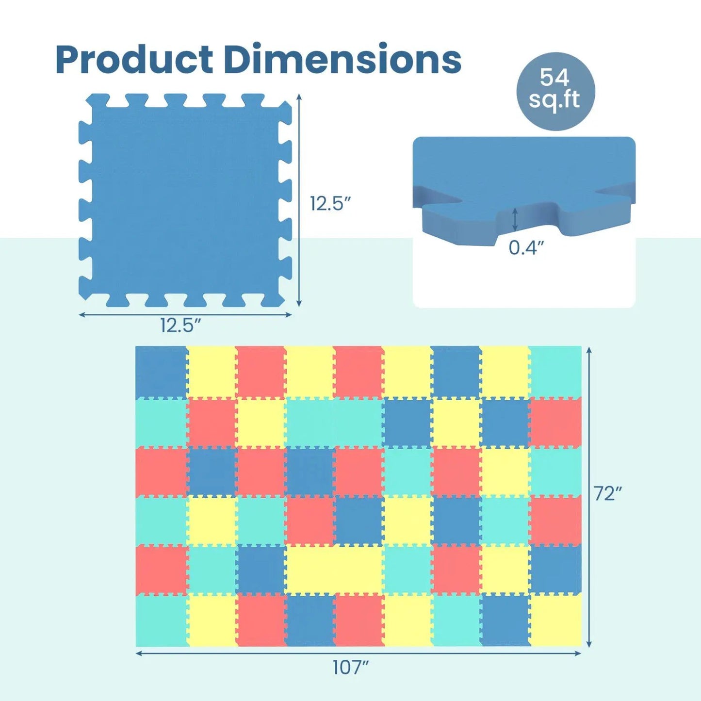 EVA Foam Floor Tiles 54 Pack and Borders