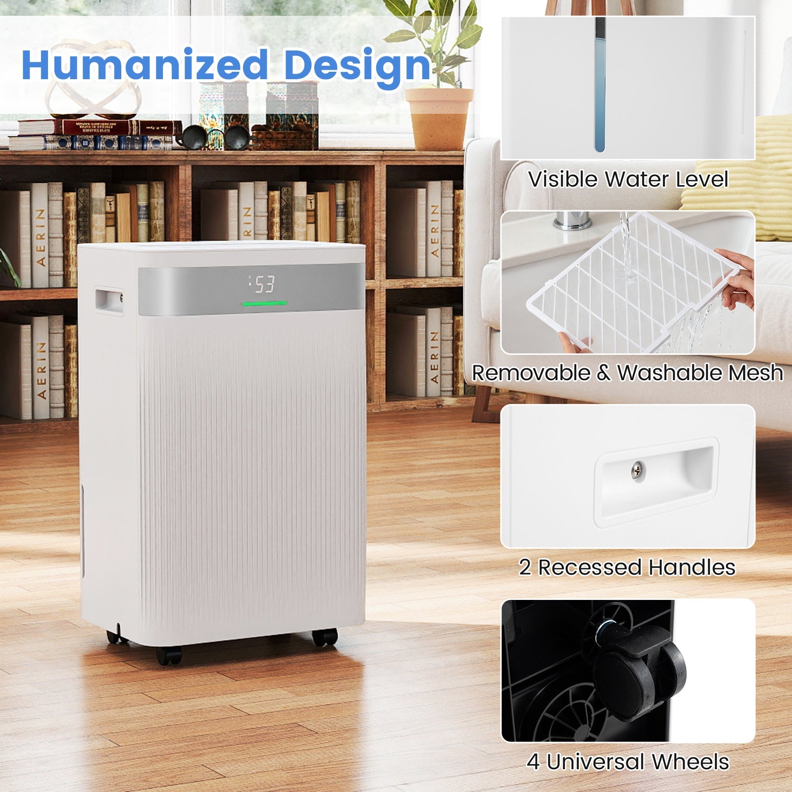 54 Pints Dehumidifier for Home 4500 Sq.Ft Dehumidifier-White - Tampa Home & Garden Store