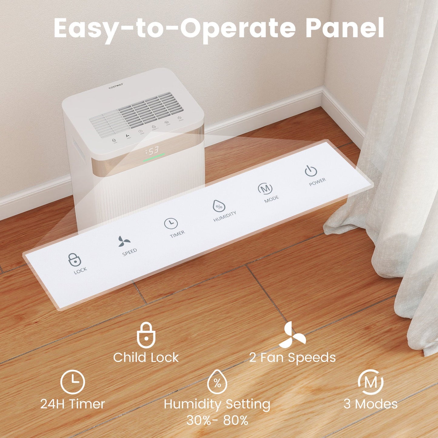 54 Pints Dehumidifier for Home 4500 Sq.Ft Dehumidifier-White - Tampa Home & Garden Store
