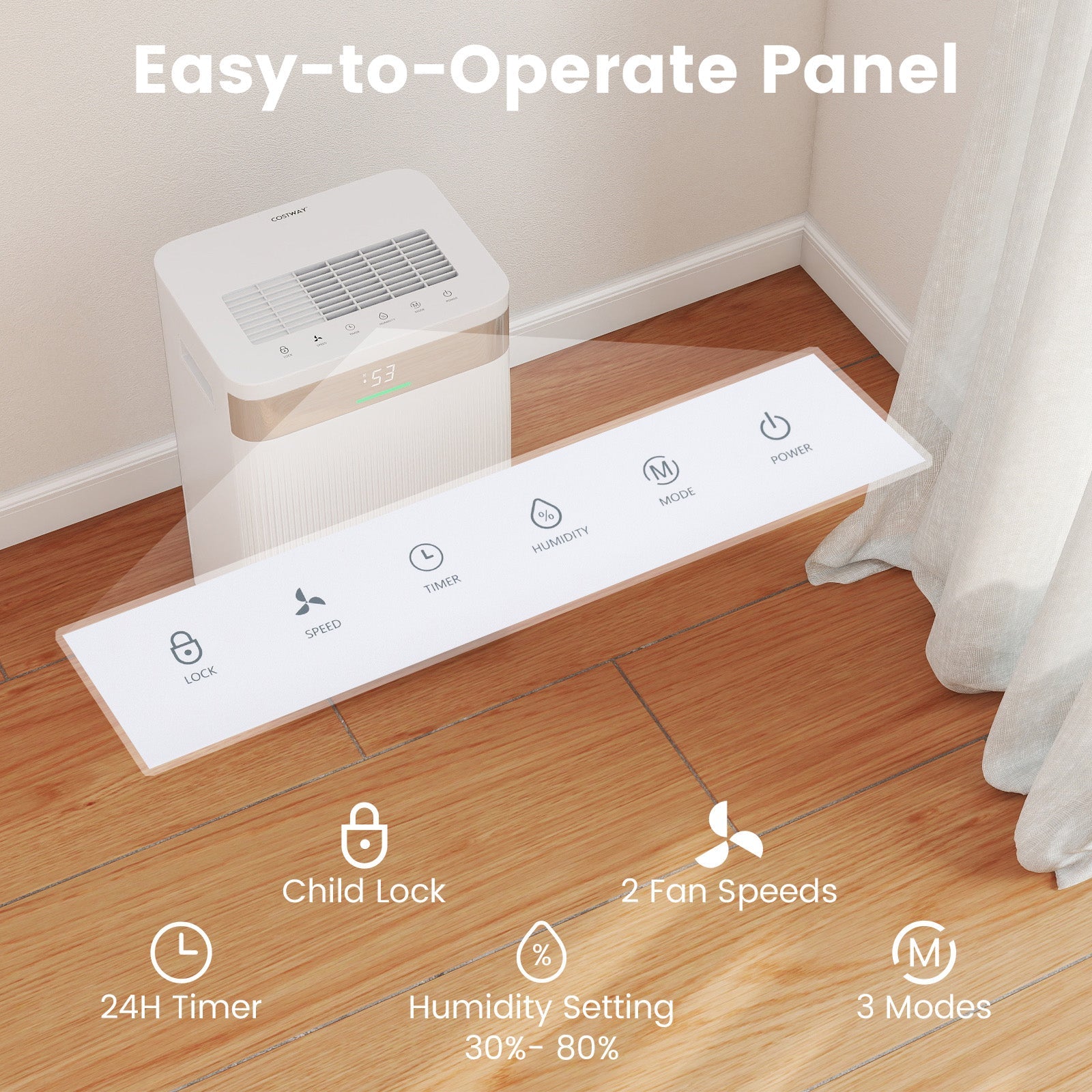 54 Pints Dehumidifier for Home 4500 Sq.Ft Dehumidifier-White - Tampa Home & Garden Store
