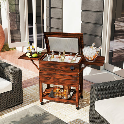 GemGear 54 Quart wooden cooler cart for patio with brown finish and rolling wheels ice chest on Tampa Home & Garden Store