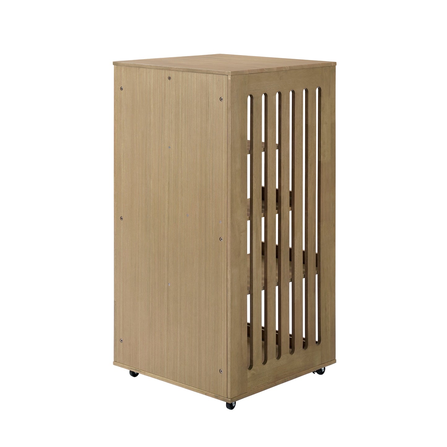 Basia rubber wood cat cabinet with wheels in natural finish by HouseOfZazla pet furniture on Tampa Home & Garden Store