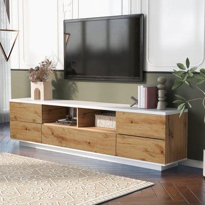 TV Stand Entertainment Center in light brown oak finish with deep drawers on Tampa Home & Garden Store