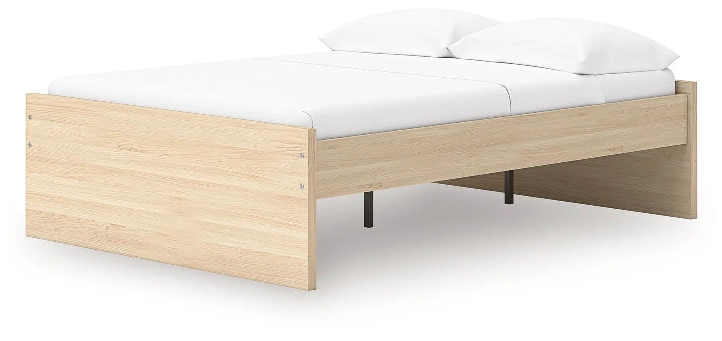 Onita Platform Bed in light oak with white bedding, storage bed by Unique Piece Furniture on Tampa Home & Garden Store