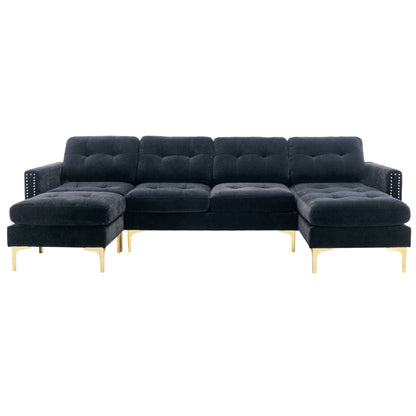 Modern Convertible Sectional Sofa and Ottoman
