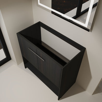 Modern freestanding bathroom vanity with 2 doors in dark brown by HouseOfZazla on Tampa Home & Garden Store