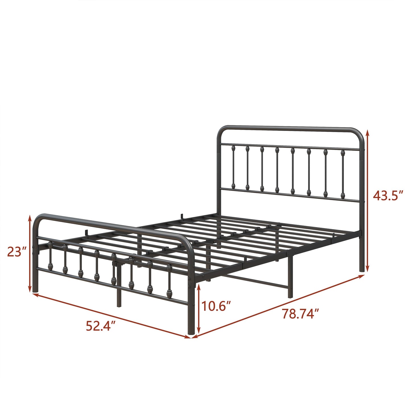 Tara Victorian-Style Steel Bed Frame by HouseOfZazla, black metal bed with arched headboard on Tampa Home & Garden Store