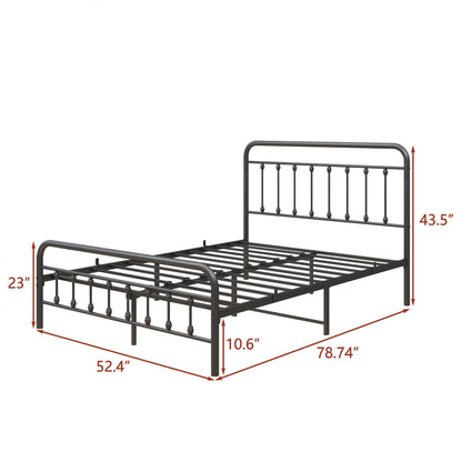 Tara Victorian-Style Steel Bed Frame by HouseOfZazla, black metal bed with arched headboard on Tampa Home & Garden Store