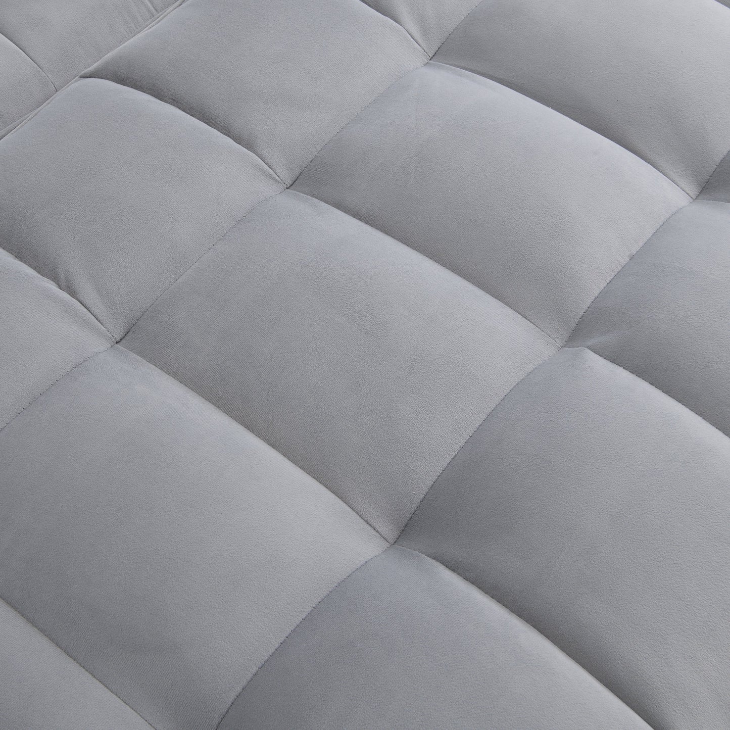 Modern velvet sleeper loveseat closeup in gray with tufted upholstery HouseOfZazla on Tampa Home & Garden Store