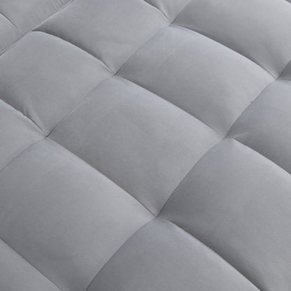 Modern velvet sleeper loveseat closeup in gray with tufted upholstery HouseOfZazla on Tampa Home & Garden Store