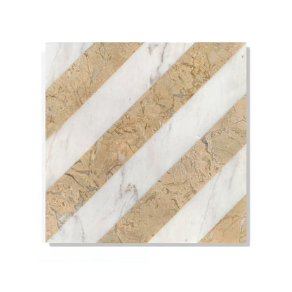 Marble tile decorative panel with polished finish white-gray and gold diagonals HouseOfZazla on Tampa Home & Garden Store