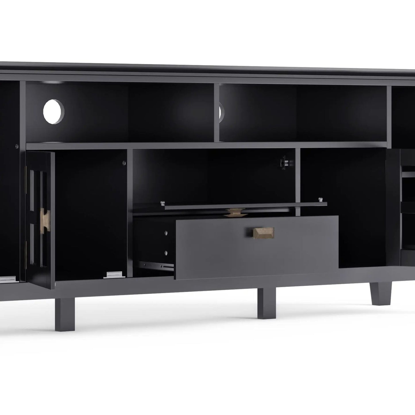 Artisan Tv Media Stand Glass Doors and Drawers