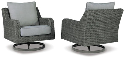 Elite Park Swivel Lounge Chairs with Cushions, gray wicker pair by Unique Piece Furniture on Tampa Home & Garden Store