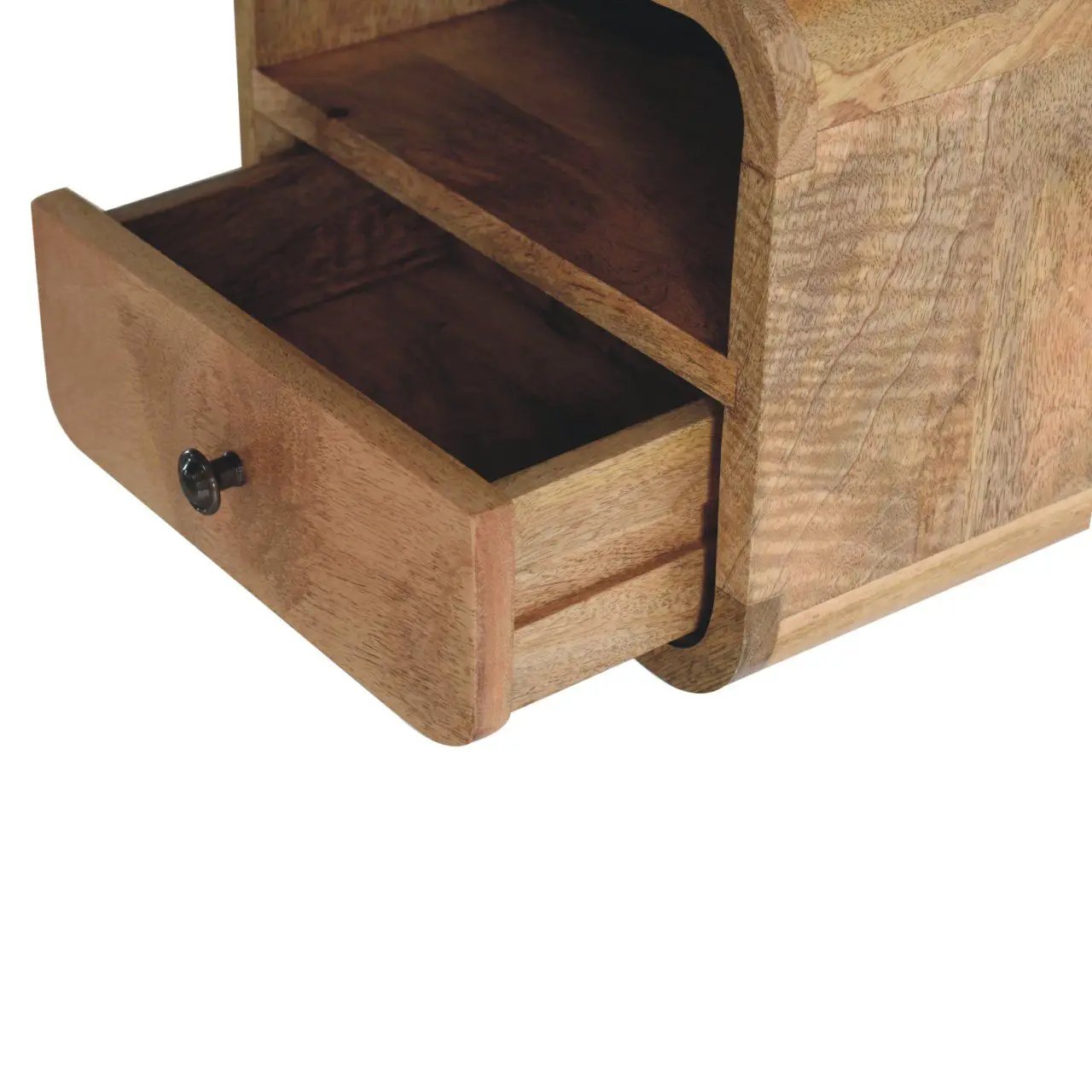 Curved Upper Slot Floating Nightstand with Drawer