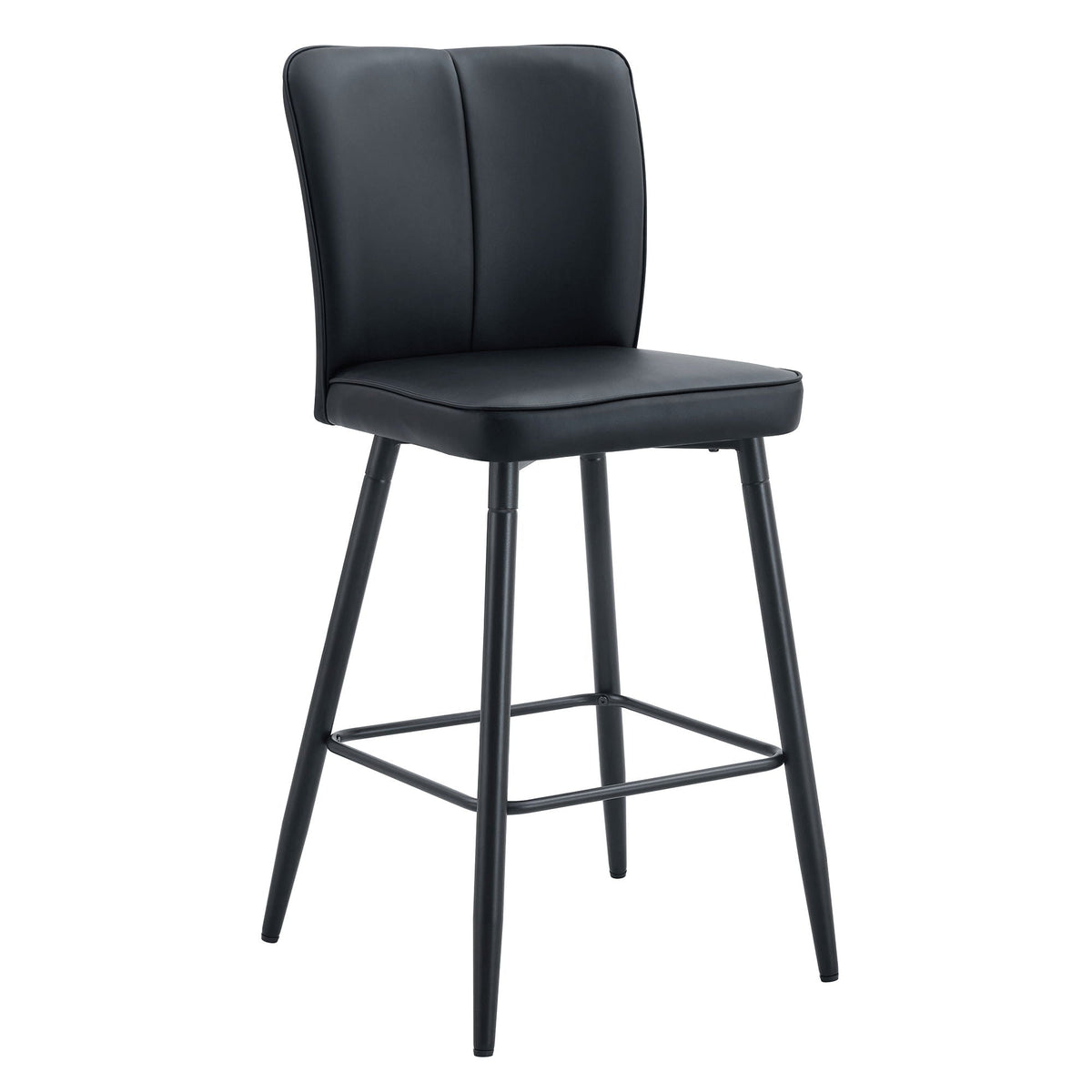 Modern Style Chair Set black leather with back and metal legs on Tampa Home & Garden Store