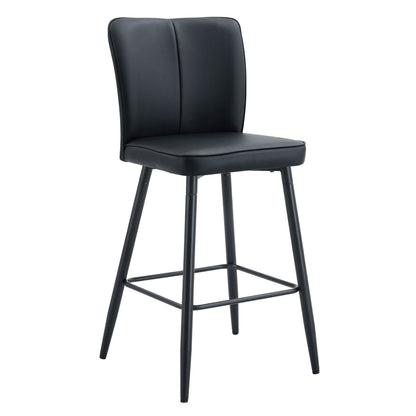Modern Style Chair Set black leather with back and metal legs on Tampa Home & Garden Store