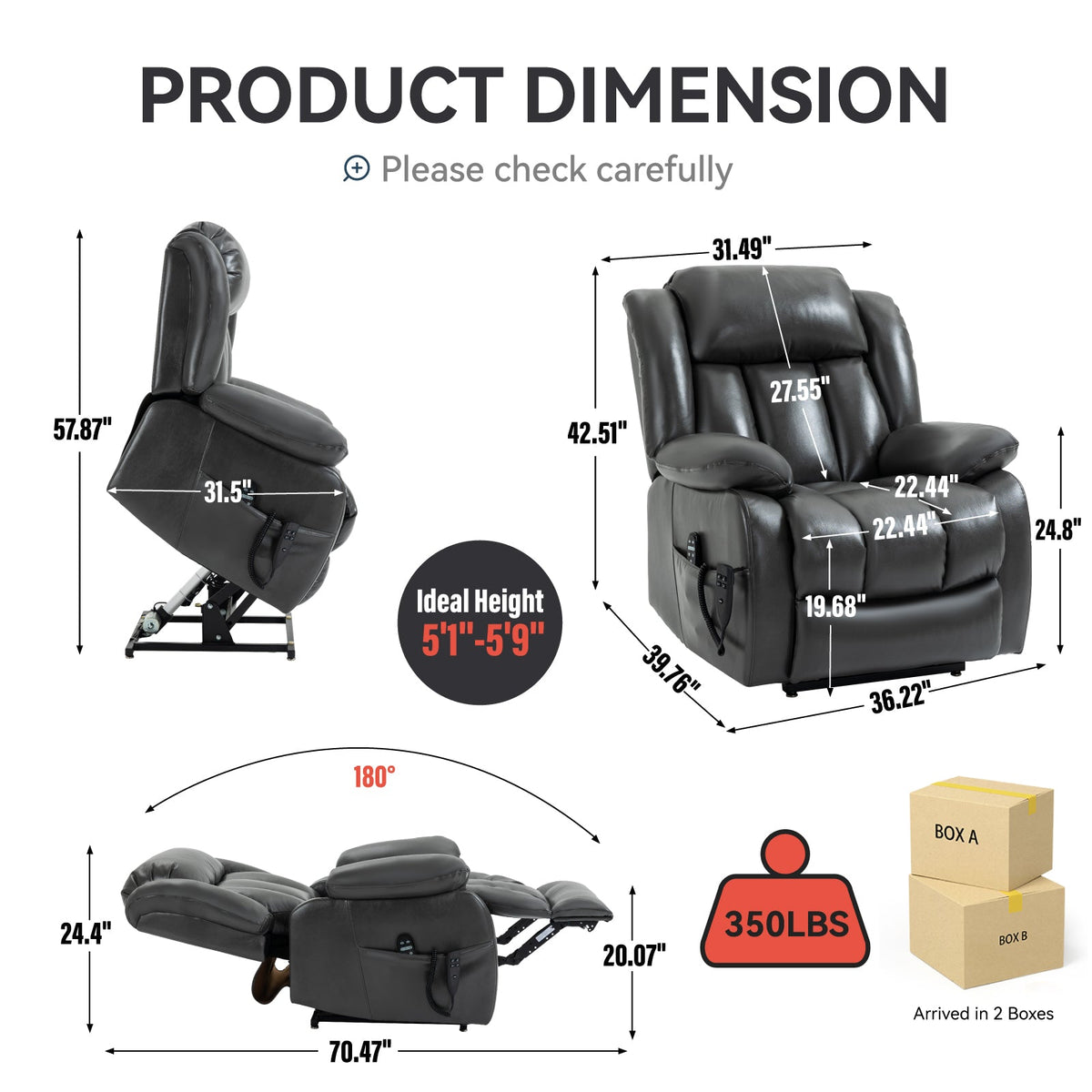 Dual Motor Electric Recliner Chair black leather by HouseOfZazla on Tampa Home & Garden Store