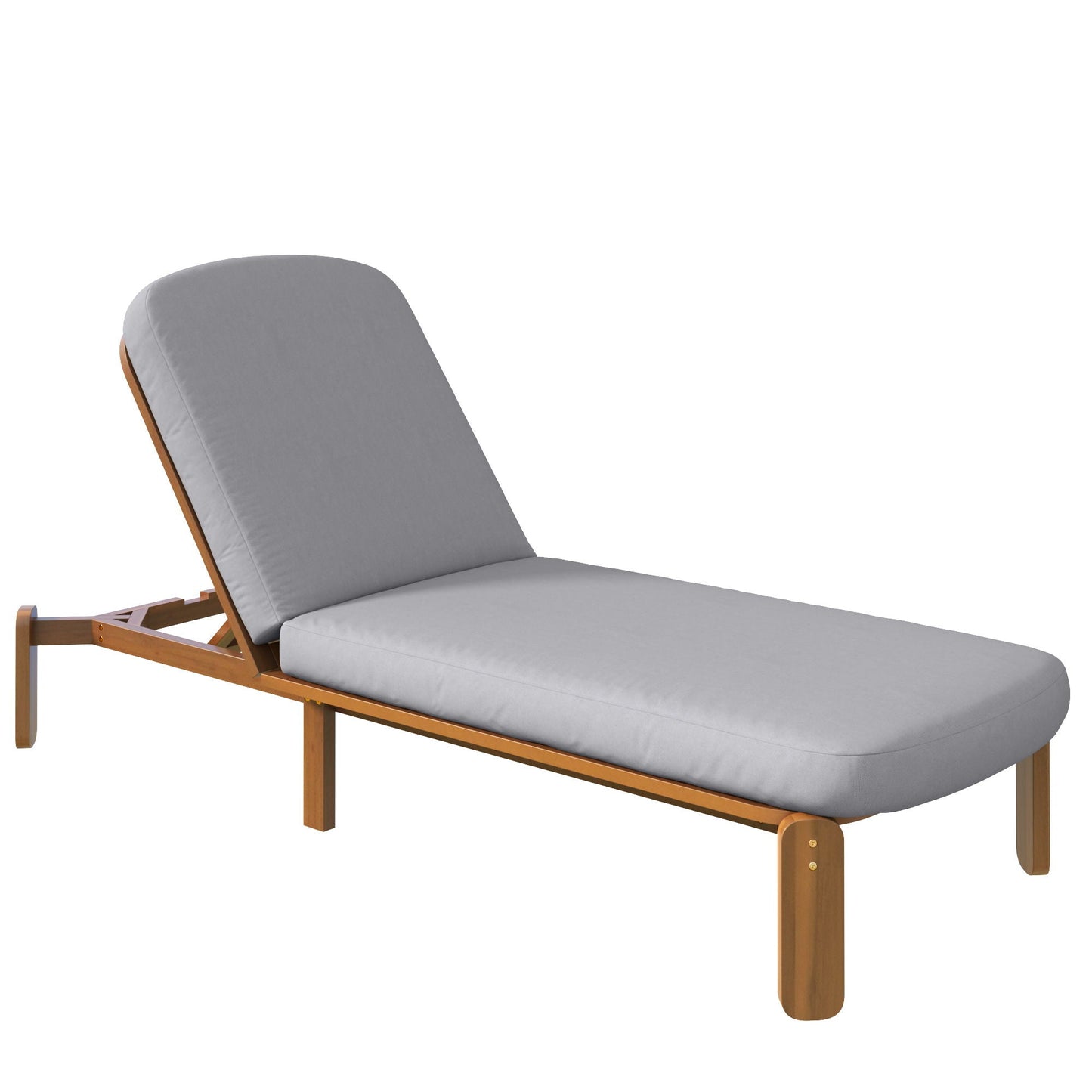 Outdoor Chaise Lounge adjustable backrest grey cushion wooden frame HouseOfZazla sunlounger on Tampa Home & Garden Store