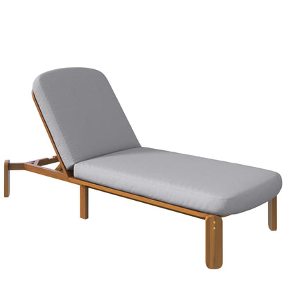 Outdoor Chaise Lounge adjustable backrest grey cushion wooden frame HouseOfZazla sunlounger on Tampa Home & Garden Store