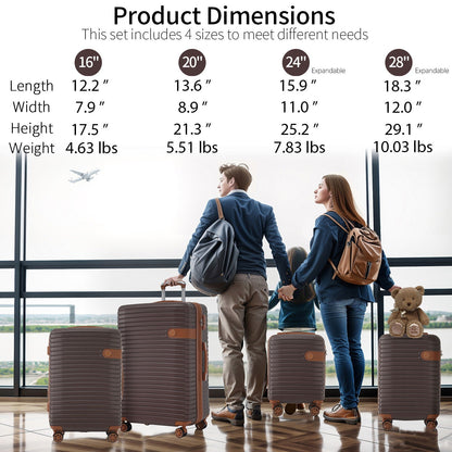 4-piece hard-shell luggage set brown expandable wheeled with packing cubes HouseOfZazla on Tampa Home & Garden Store