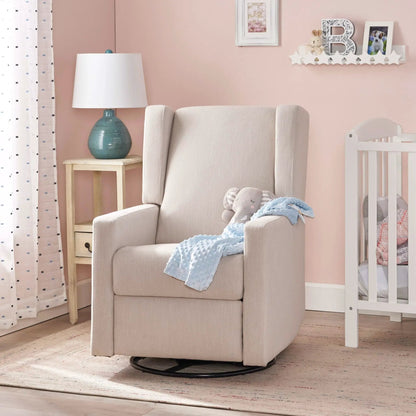Landau Contemporary Fabric Upholstered Swivel Recliner beige fabric upholstery on Tampa Home & Garden Store