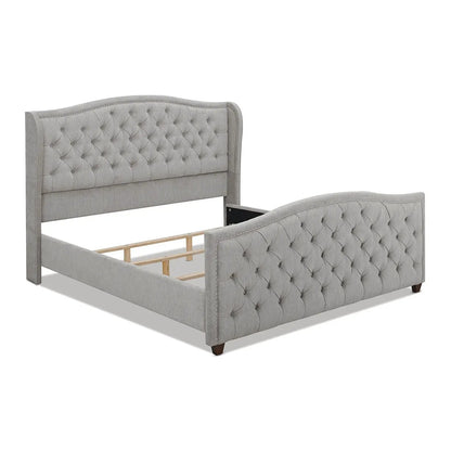 Marcella Upholstered Shelter Headboard Bed Set in gray tufted fabric by Unique Piece Furniture on Tampa Home & Garden Store