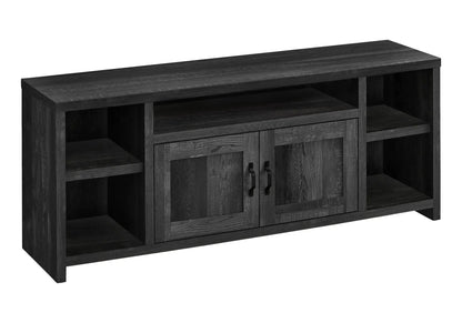 TV stand by Unique Piece Furniture in dark espresso wood with open shelf and two doors on Tampa Home & Garden Store