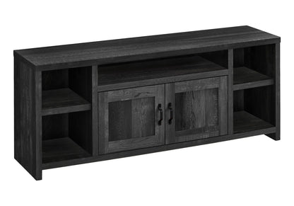 TV stand entertainment unit in dark wood finish with open shelves and cabinet doors HouseOfZazla on Tampa Home & Garden Store