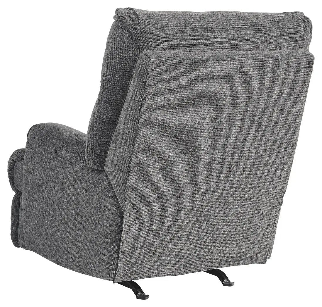 Man Fort Rocker Recliner by Unique Piece Furniture, gray textured fabric with plush cushions on Tampa Home & Garden Store