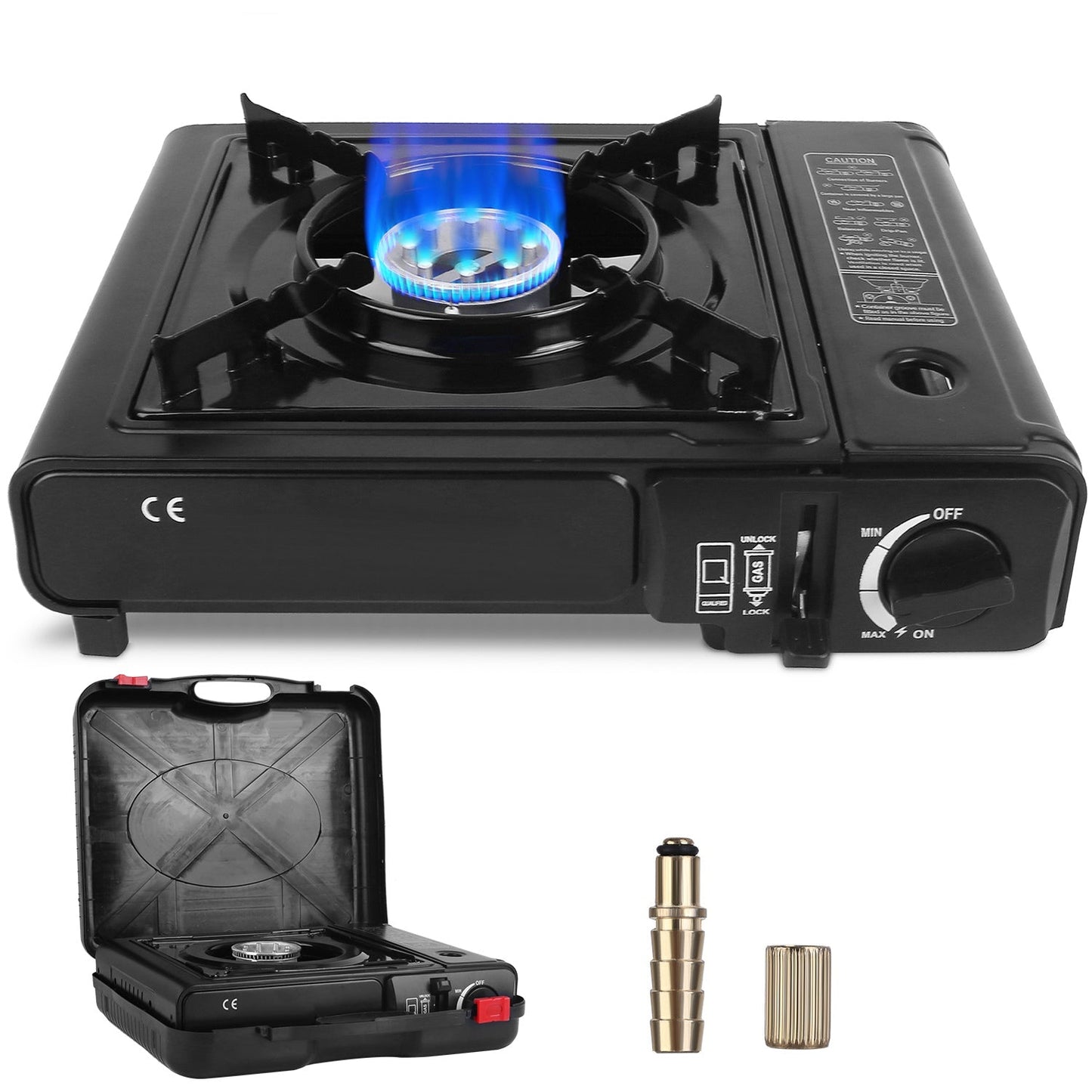 GemGear 3300W portable camping stove with piezo ignition blue flame; includes case on Tampa Home & Garden Store