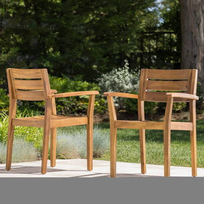 Stamford Dining Chairs set of 2, acacia wood outdoor armchairs on Tampa Home & Garden Store