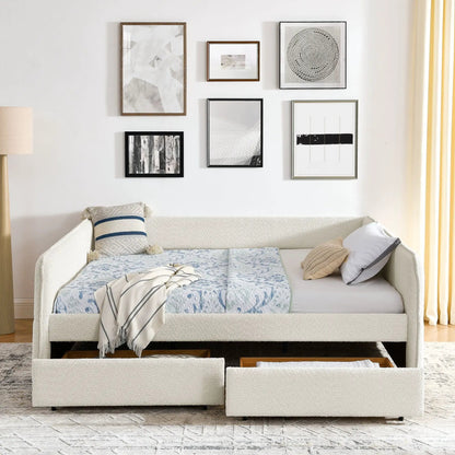 Upholstered daybed with 2 storage drawers in textured fabric by Unique Piece Furniture on Tampa Home & Garden Store