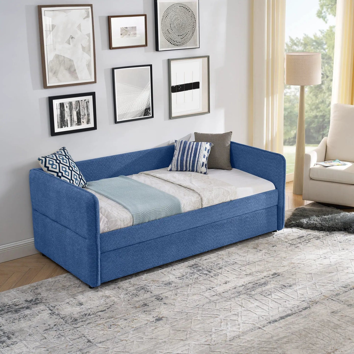 Upholstered Daybed With Pop Up Trundle For Guests