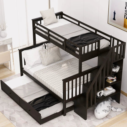 Bunk Bed with Twin Size Trundle and Guard Rail