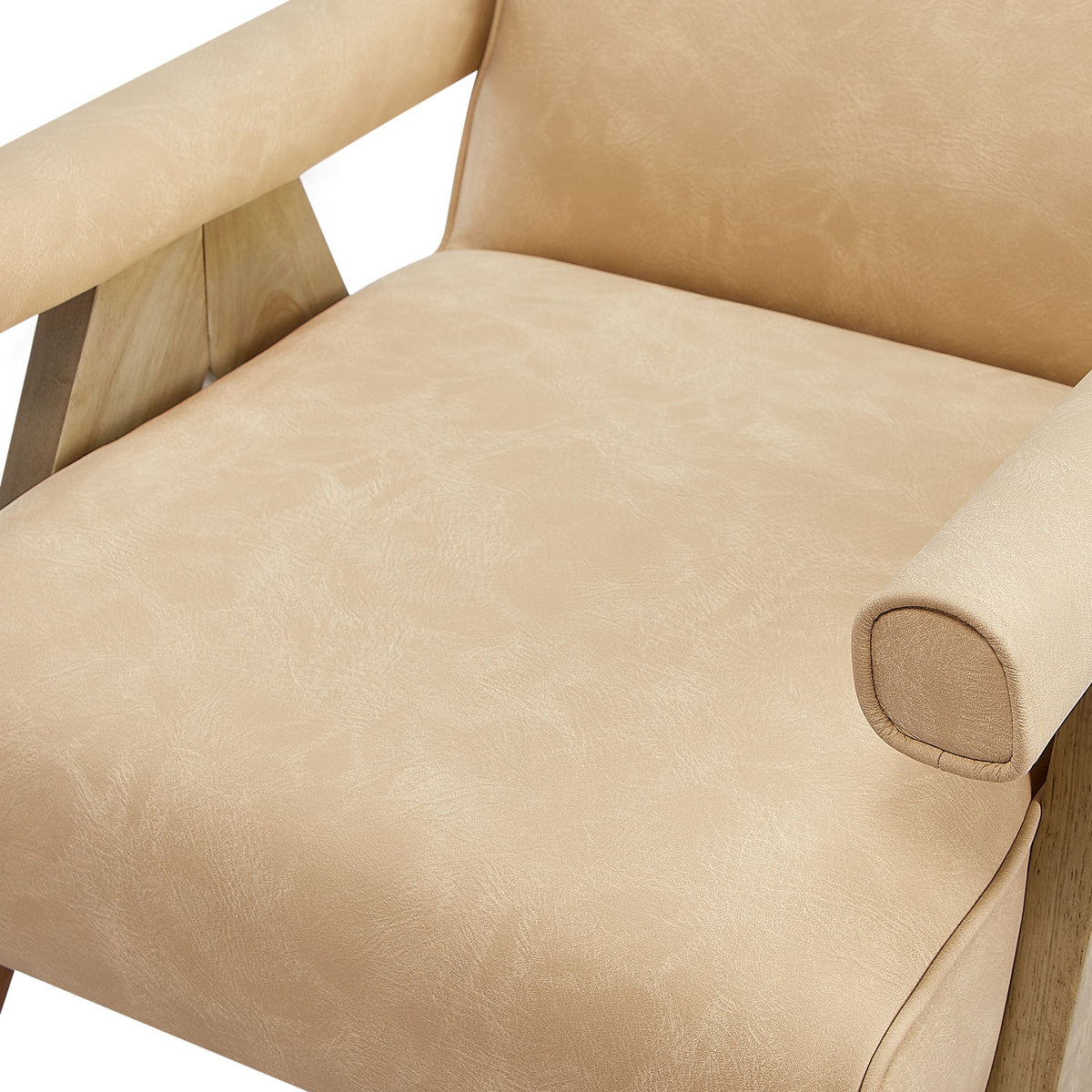 Nessi Arm Chair with solid wood A-frame in light brown faux leather HouseOfZazla on Tampa Home & Garden Store