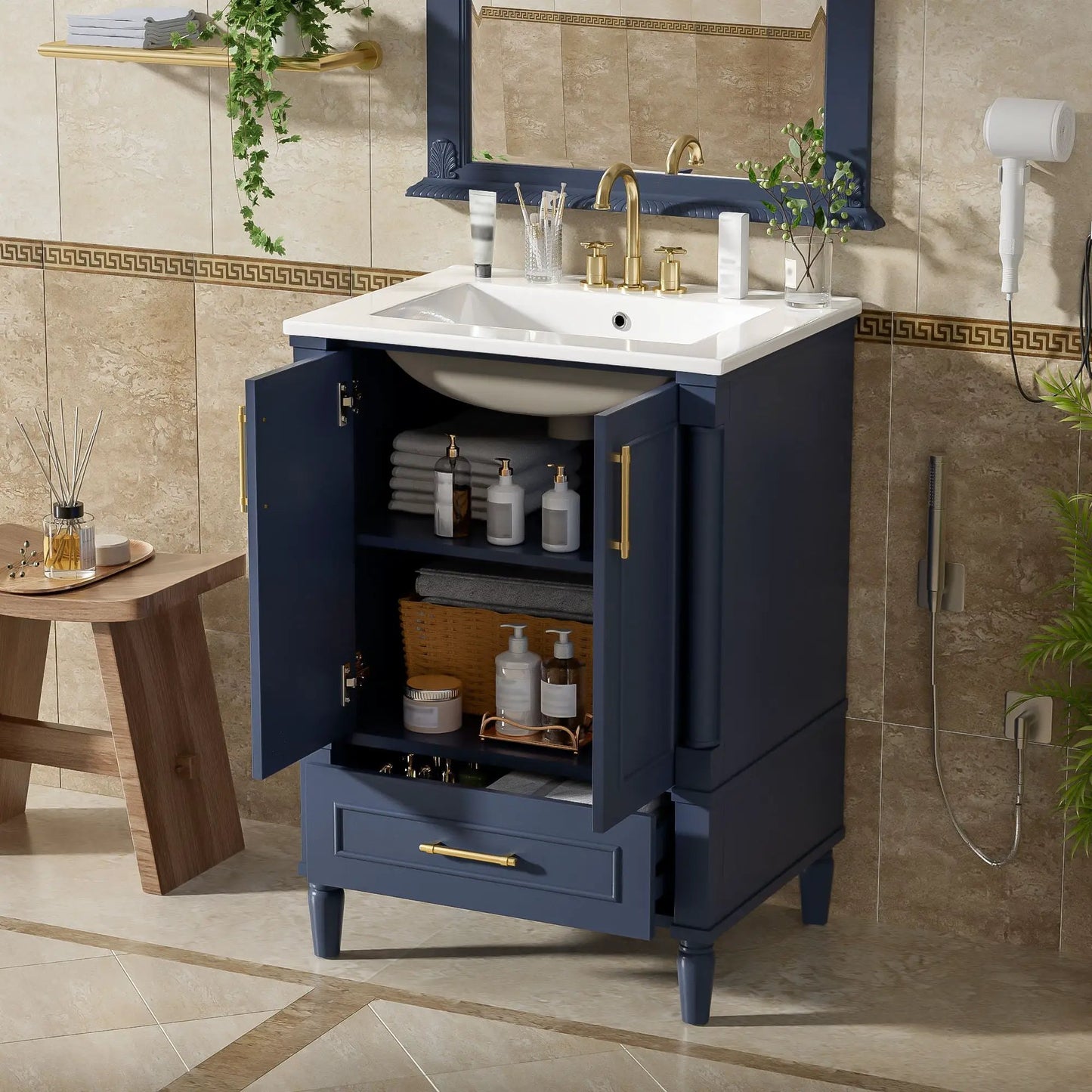 Bathroom Vanity With Ornate French Cylinder Legs