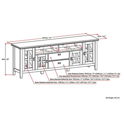 Artisan Tv Media Stand Glass Doors and Drawers