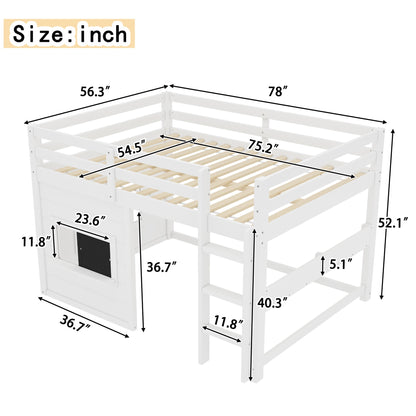 Full Size Loft Bed with Sliding Chalkboard & Bookshelf in white by HouseOfZazla on Tampa Home & Garden Store