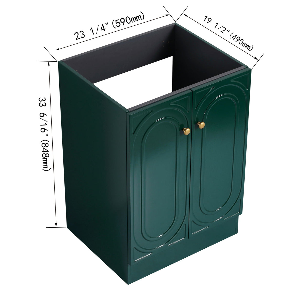 Freestanding green bathroom vanity with double doors and brass knobs HouseOfZazla on Tampa Home & Garden Store