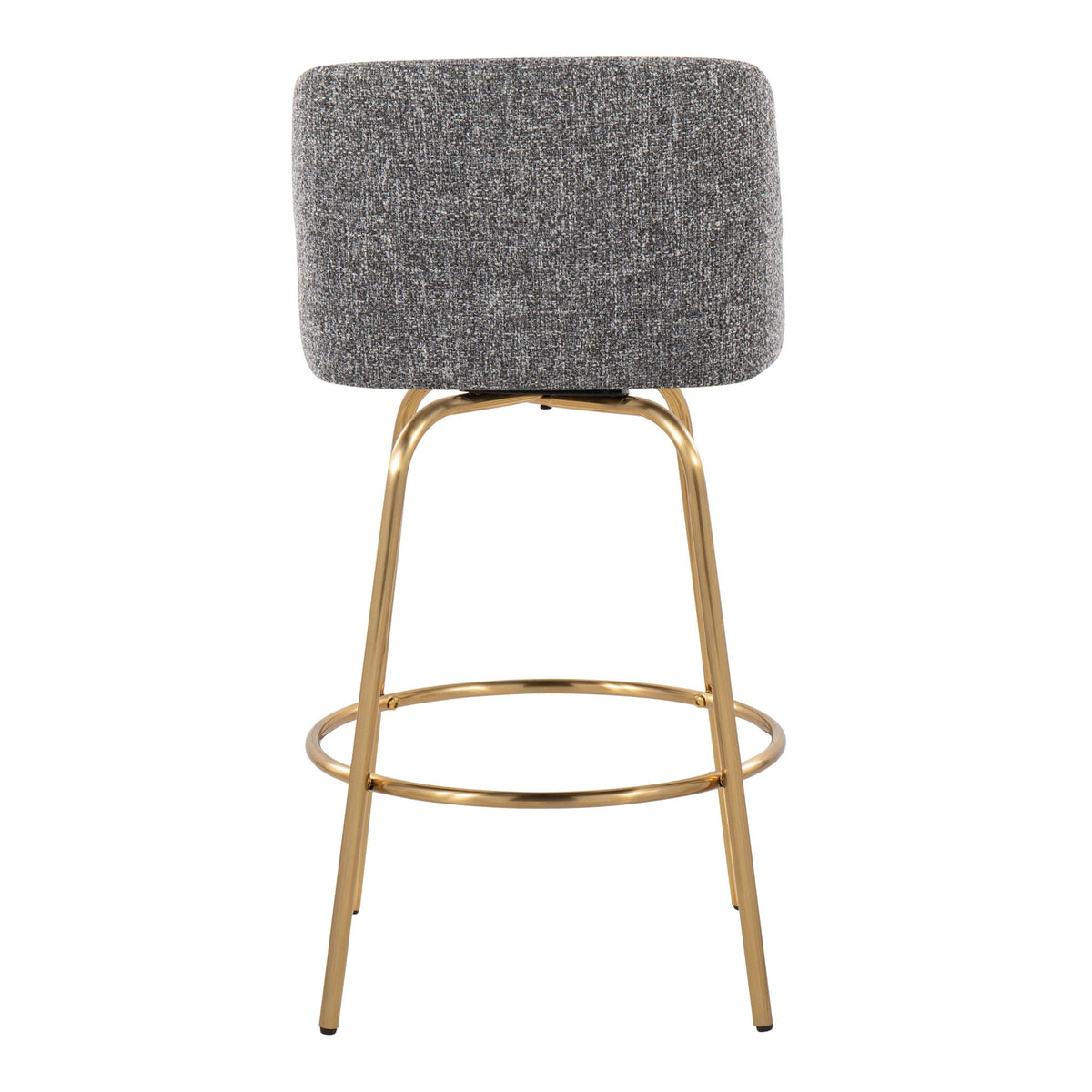 Toriano fixed-height counter stool with swivel, gray textured fabric and gold legs on Tampa Home & Garden Store