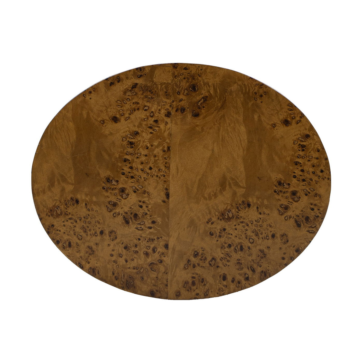 Accent Oval Pillar Side Table burl wood veneer top in warm brown finish HouseOfZazla on Tampa Home & Garden Store