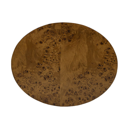Accent Oval Pillar Side Table burl wood veneer top in warm brown finish HouseOfZazla on Tampa Home & Garden Store