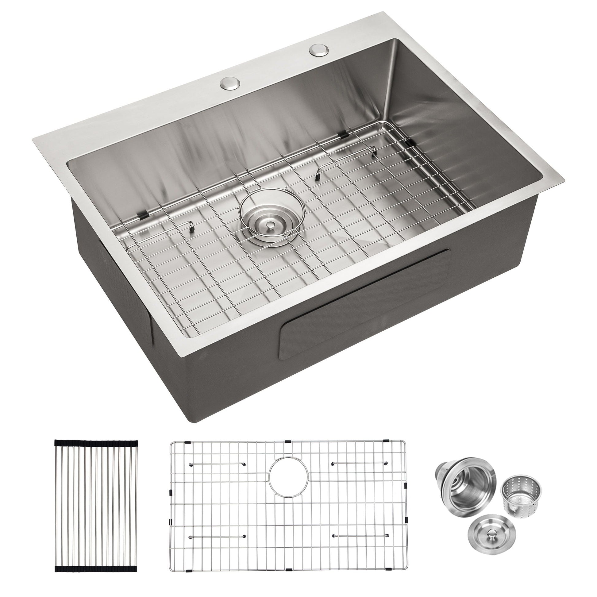 Drop-in stainless steel kitchen sink 16 gauge, single bowl, topmount basin HouseOfZazla on Tampa Home & Garden Store