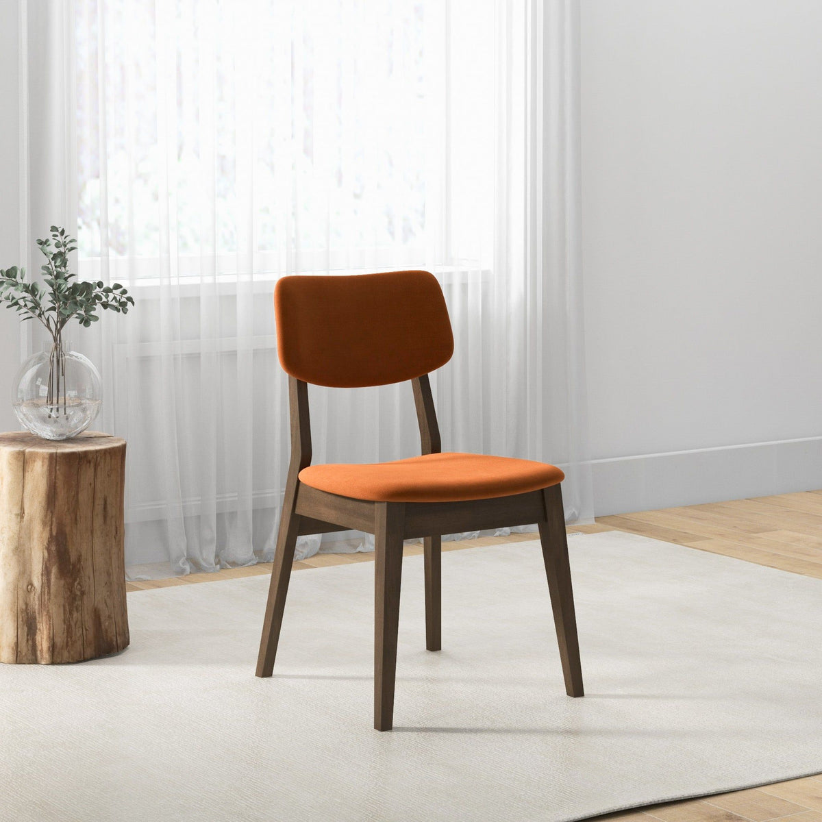 Solid Back Side Chair Set orange mid-century wooden legs by HouseOfZazla on Tampa Home & Garden Store